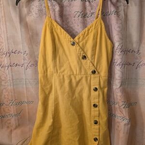 American Eagle Outfitters Mustard Button-Front Midi Dress